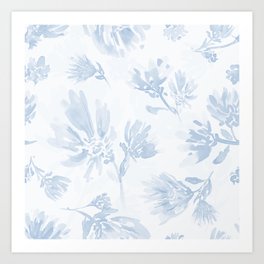 light blue flowers watercolor Art Print