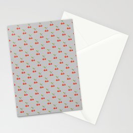 Cherry Seamless Pattern On Light Grey Background Stationery Card
