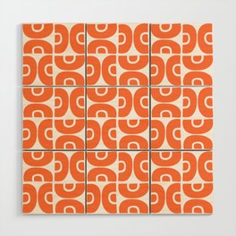 Retro Mid Century Modern Pattern Orange Wood Wall Art