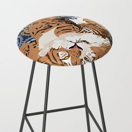 Hand-Drawn Tiger asking for belly pet. Bar Stool