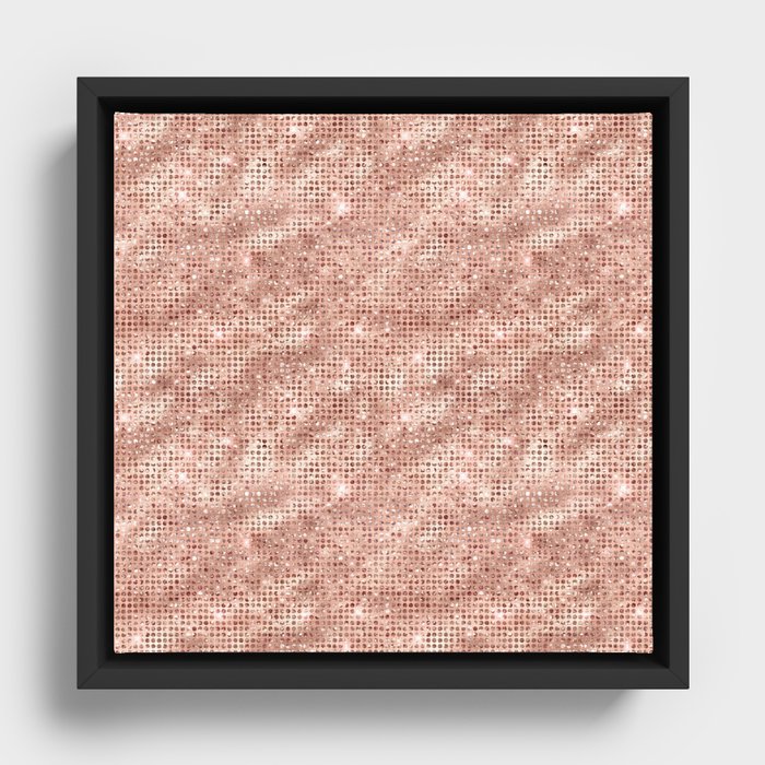 Rose Gold Diamond Studded Glam Pattern Framed Canvas