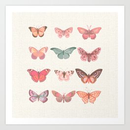 Butterflies in Pink Tones Art Print
