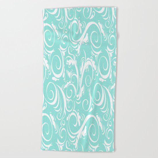 Floral Tiffany Blue Beach Towel