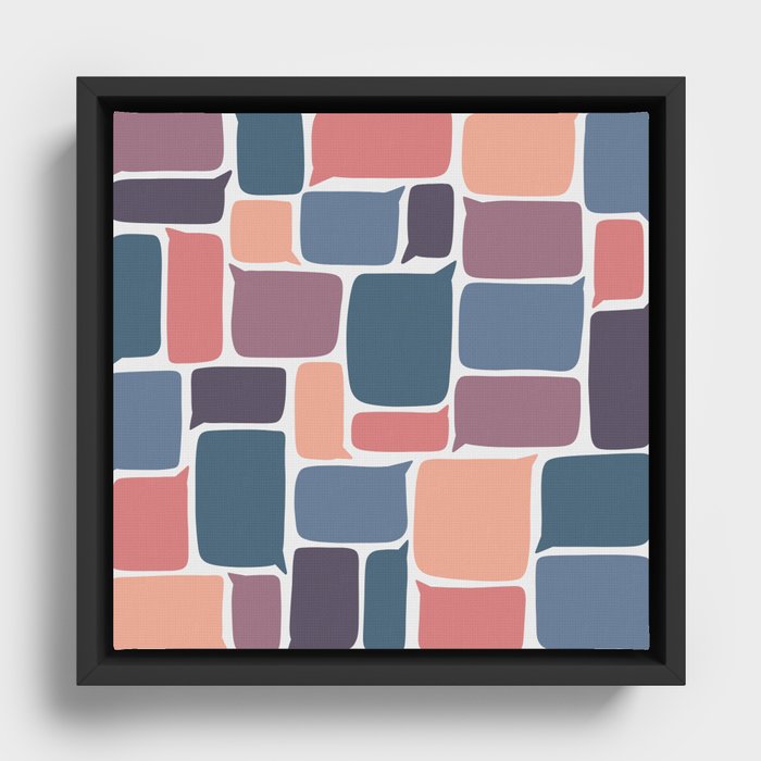 Colorful speech bubble pattern - dusk Framed Canvas