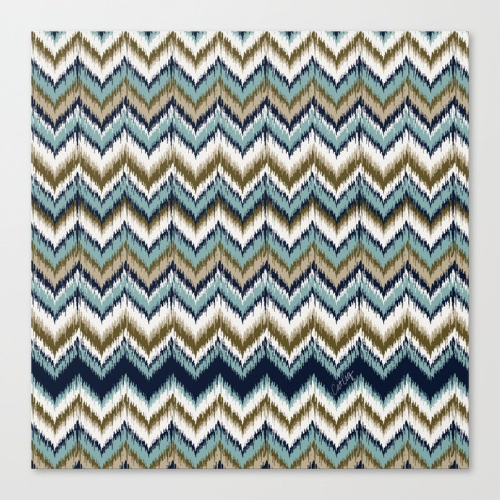 8-Bit Ikat Pattern – Blue & Tan Canvas Print