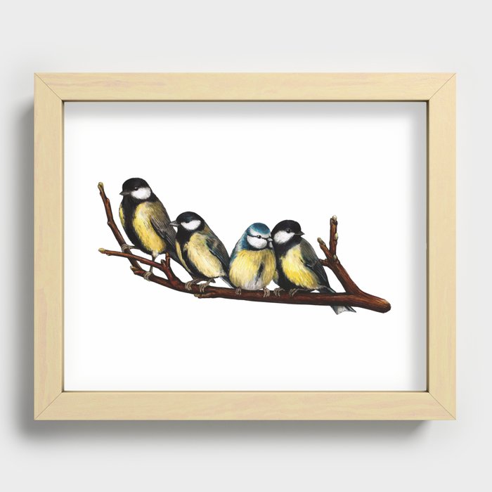 Birds on a branch Recessed Framed Print