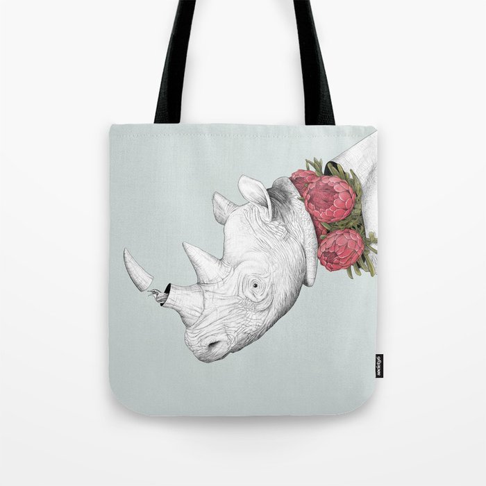 White Rhino with Proteas Tote Bag