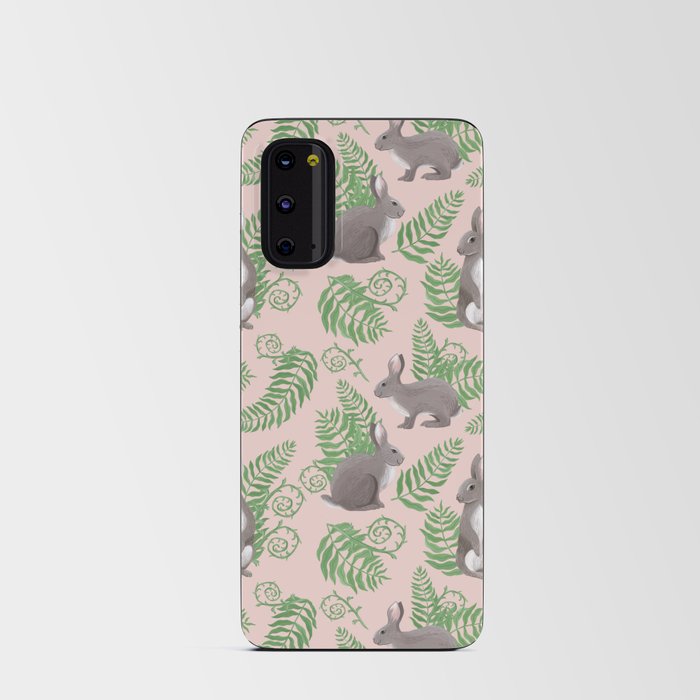 Rabbits and Ferns - Pink Android Card Case
