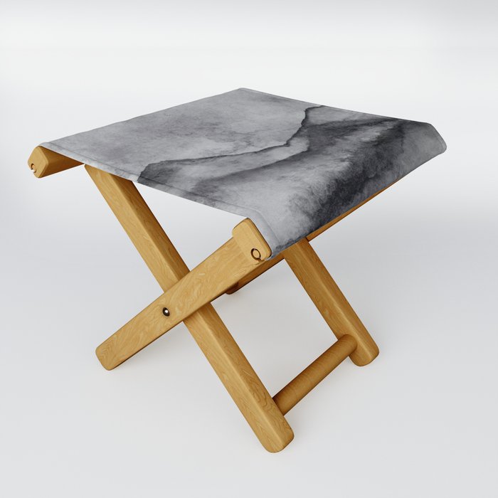 Black AnD White Watercolor Landscape Folding Stool