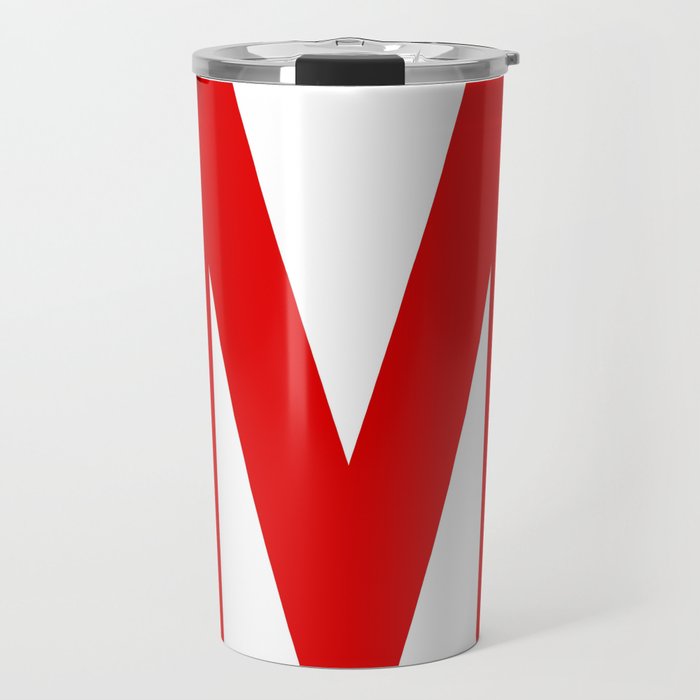 Letter M (Red & White) Travel Mug