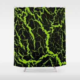 Cracked Space Lava - Lime Shower Curtain