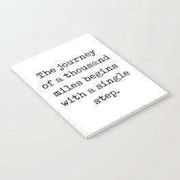 The journey of a thousand miles - Lao Tzu Quote - Literature - Typewriter Print Notebook