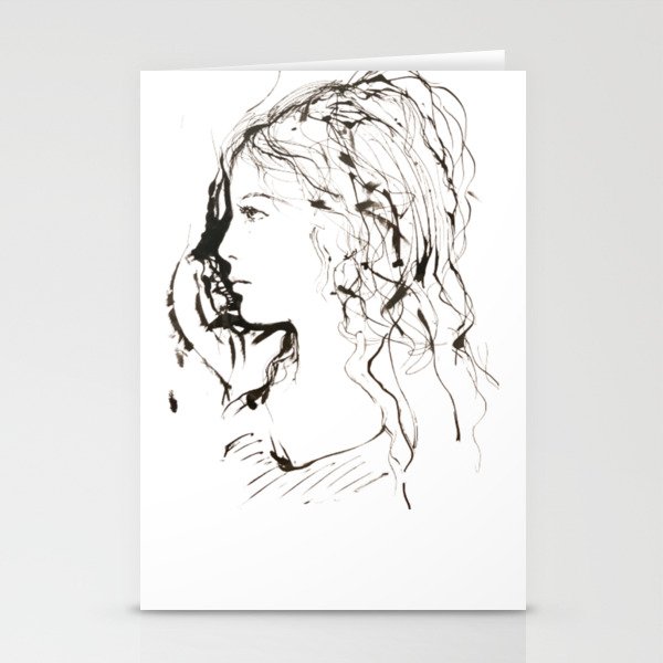 Perfect Nose Girl Artwork Design Draw Line Stationery Cards