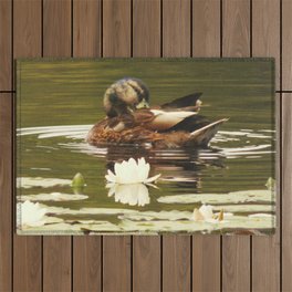 Water Lily Duck in Old  Outdoor Rug