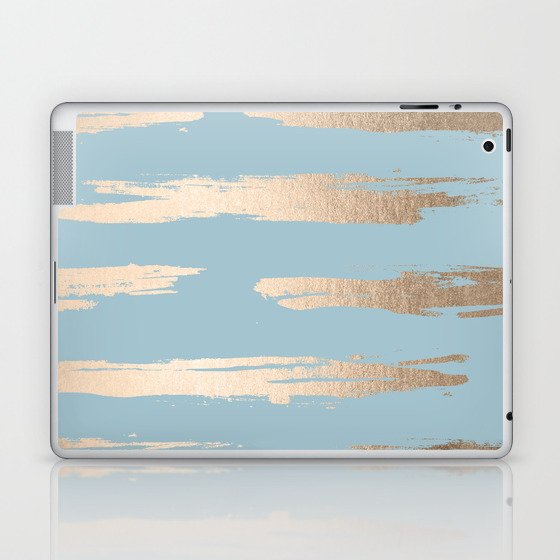 Abstract Paint Stripes Gold Tropical Ocean Sea Blue Laptop & iPad Skin