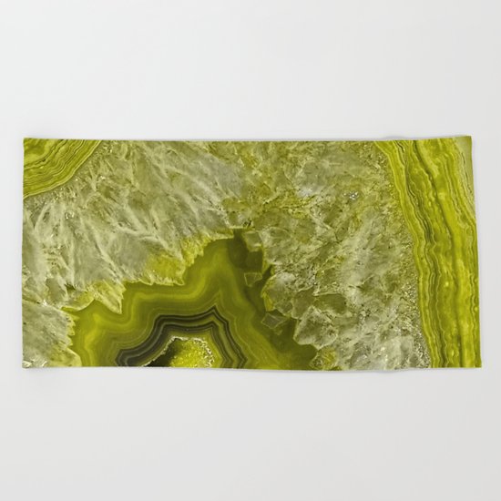 Green pantone agate mineral gem stone- Beautiful backdrop Beach Towel