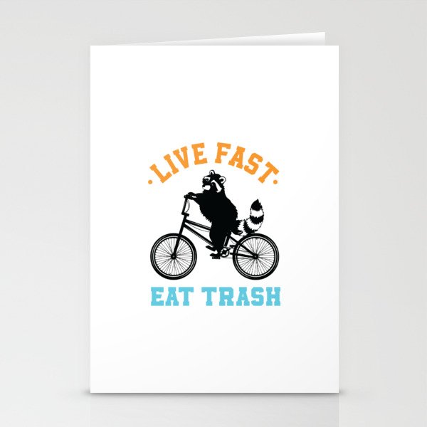 Live Fast Eat Trash Bicycle Racoon Biker Stationery Cards
