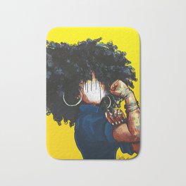 Naturally the Riveter Bath Mat | Street Art, Rosie, Pattern, Women, Painting, Riveter, Ink, Afro, Acrylic, Black And White 