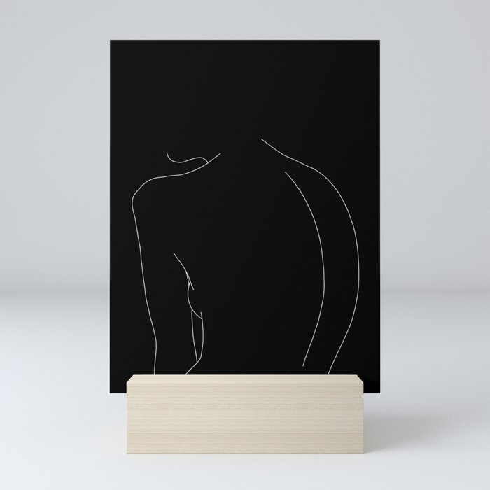 Minimal line drawing of woman's body - Alex black Mini Art Print