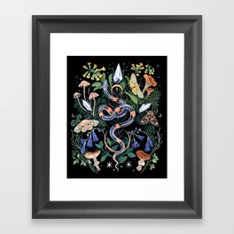Mushroom Snake Crystals Garden Framed Art Print