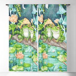 Watercolor illustration - Frog Lovers in POND Blackout Curtain