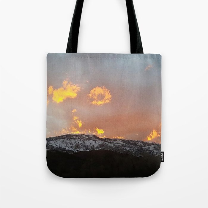 Firey mountains Tote Bag