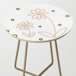 Daisies and Dots 2 - White, Sand and Palm Green Side Table