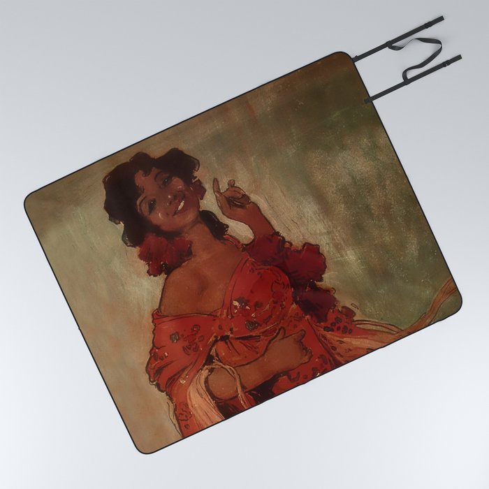 “Spanish Dancer” Western Art by Gerald Cassidy Picnic Blanket