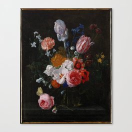 A Bouquet of Flowers in a Crystal Vase Canvas Print