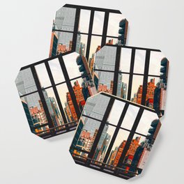 New York City Window #2-Surreal View Collage Coaster