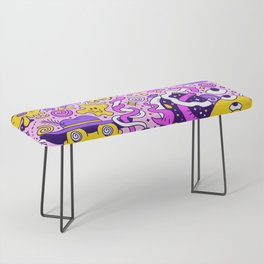 Colorful Funky 90s Smiley Trip Sketch Doodle Bench