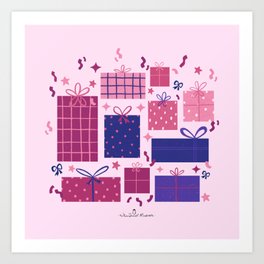 Christmas Presents - Mystic Magenta | Palette Art Print | Holiday, Anniversary, Love, Xmas, Autumn, Celebration, Celebrate, Present, Festive, Gift 