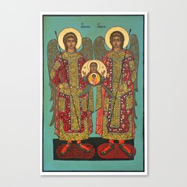 Archangel Michael and Gabriel with Medallion Canvas Print