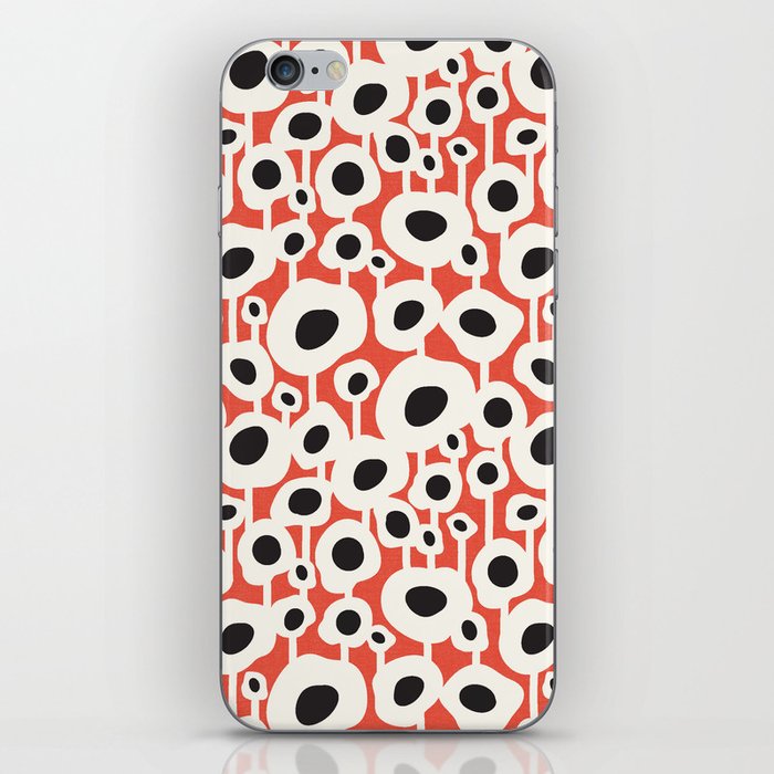 Poppy Dot - Retro Floral Red iPhone Skin