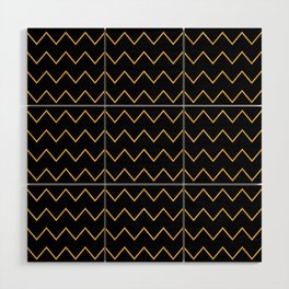Gold And Black Zig-Zag Line Collection Wood Wall Art