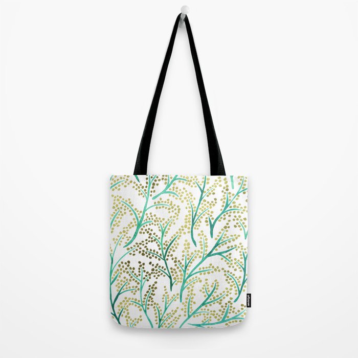 Green & Gold Branches Tote Bag by catcoq | Society6