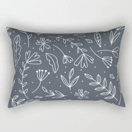 floral pattern with hand drawn flowers, leaves and branches Rectangular Pillow