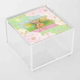 Chihuahua in the rose garden Acrylic Box