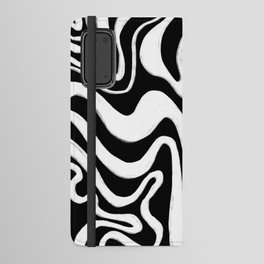 70s Black and White Liquid Swirl Android Wallet Case
