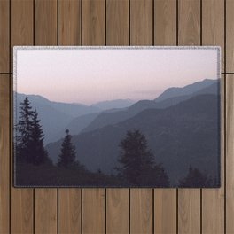 Soft pink sunrise in the french alps - mountain summer view - nature and travel photography Outdoor Rug