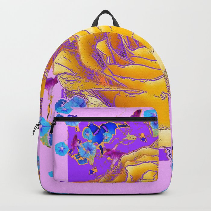 YELLOW ART ROSE FLOWERS  PURPLE-PINK DESIGN Backpack