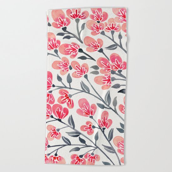 Cherry Blossoms – Pink & Black Palette Beach Towel