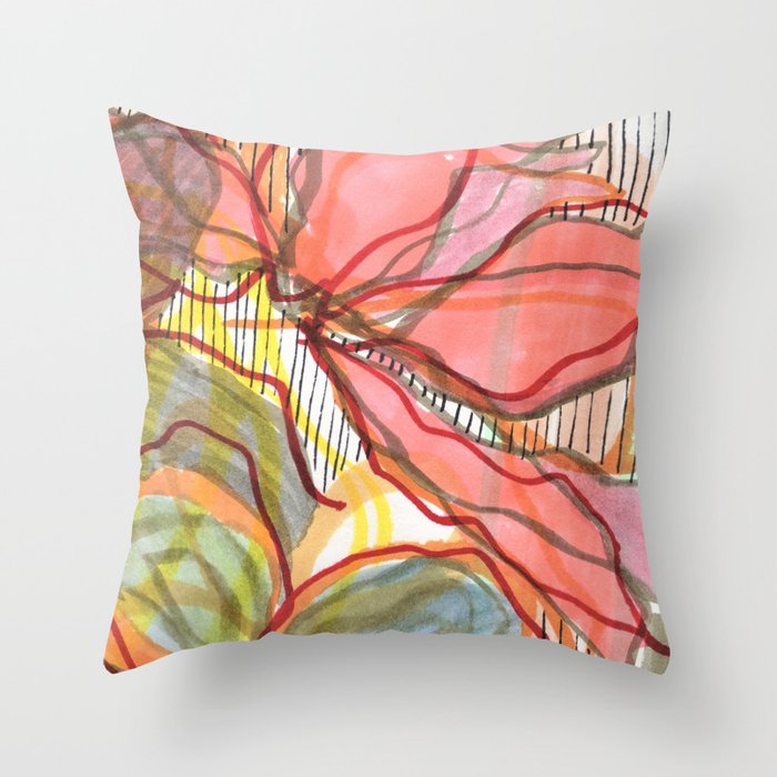 Coral Abstract  Throw Pillow