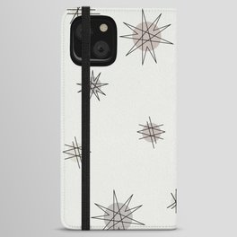 Atomic Age Starburst Planets Off-White Taupe iPhone Wallet Case