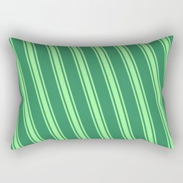 [ Thumbnail: Sea Green & Green Colored Lined Pattern Rectangular Pillow ]