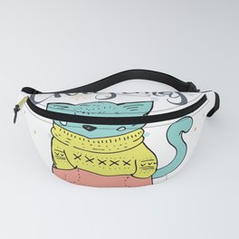 Cool Christmas Cat Merry Christmas Typography Fanny Pack