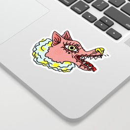 Pink Clown Wolf Sticker