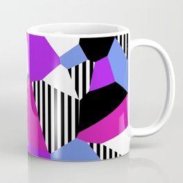 Retro Colorful Mosaic and Stripe Pattern Purple, Pink, Blue, Black, White Mug