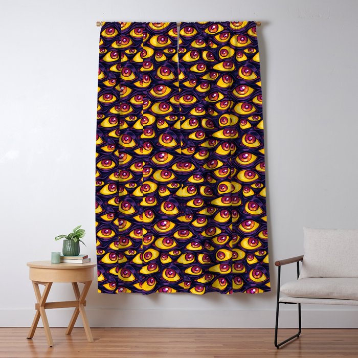 Wall Of Eyes In Dark Purple Blackout Curtain By Paisleydrawrs