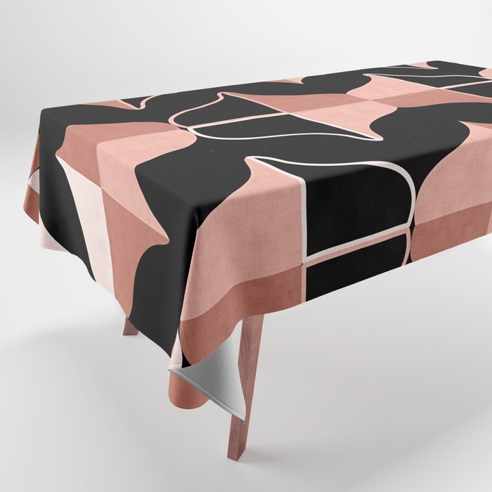 WHALE SONG Midcentury Modern Geometry Warm Pink Nude Tablecloth